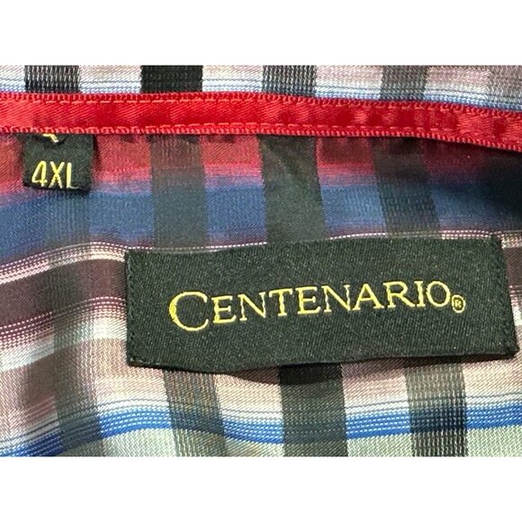 Centenario Mens 4XL Plaid Long Sleeve Shirt In Red & Black - Picture 2 of 11